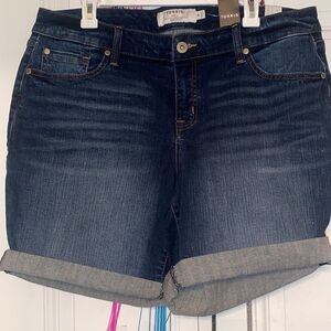 Torrid Women's Rolled Hem Dark Blue Jean Shorts